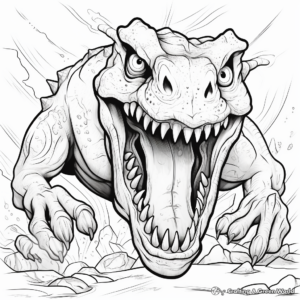 Terrifying T Rex Battling Triceratops Coloring Pages 3