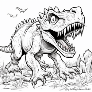 Terrifying T Rex Battling Triceratops Coloring Pages 4