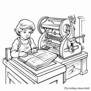 The Golden Era - Printing Press Coloring Pages 2