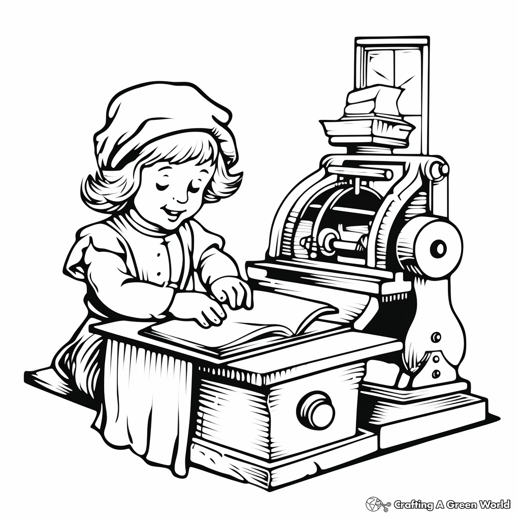 The Golden Era - Printing Press Coloring Pages 3