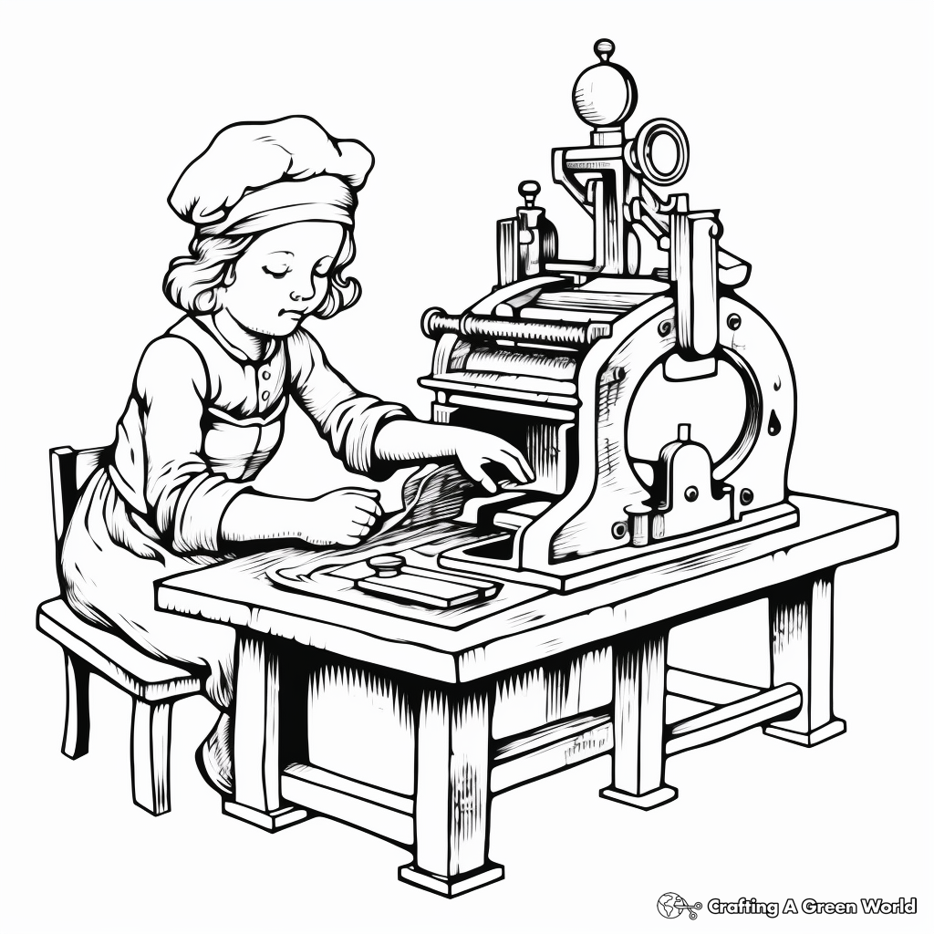 The Golden Era - Printing Press Coloring Pages 4