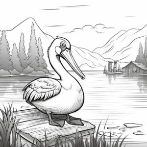 The Great Outdoors: Pelican Lake Scene Coloring Pages 1