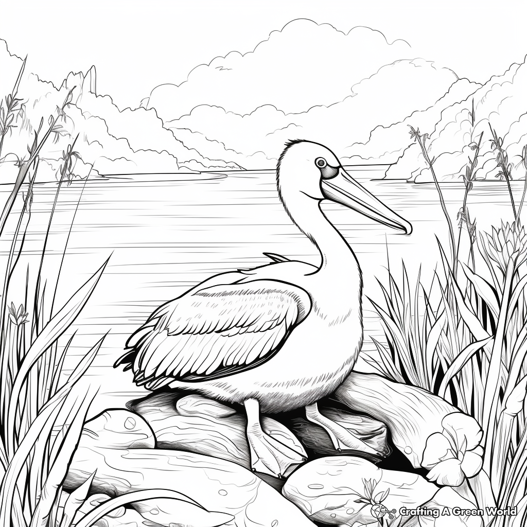 The Great Outdoors: Pelican Lake Scene Coloring Pages 4