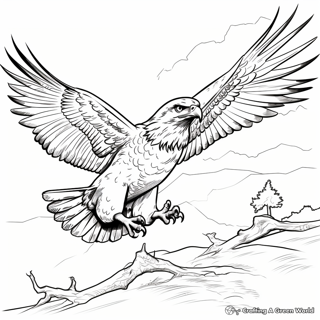 The Majestic Ferruginous Hawk Coloring Pages 2