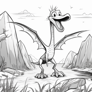 The Mighty Pteranodon: Dinosaur Scene Coloring Pages 1