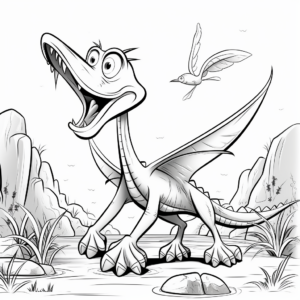 The Mighty Pteranodon: Dinosaur Scene Coloring Pages 2