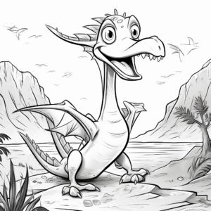 The Mighty Pteranodon: Dinosaur Scene Coloring Pages 3