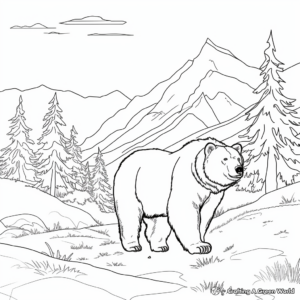 The Roaming Giant: Black Bear in Mountain Coloring Pages 1