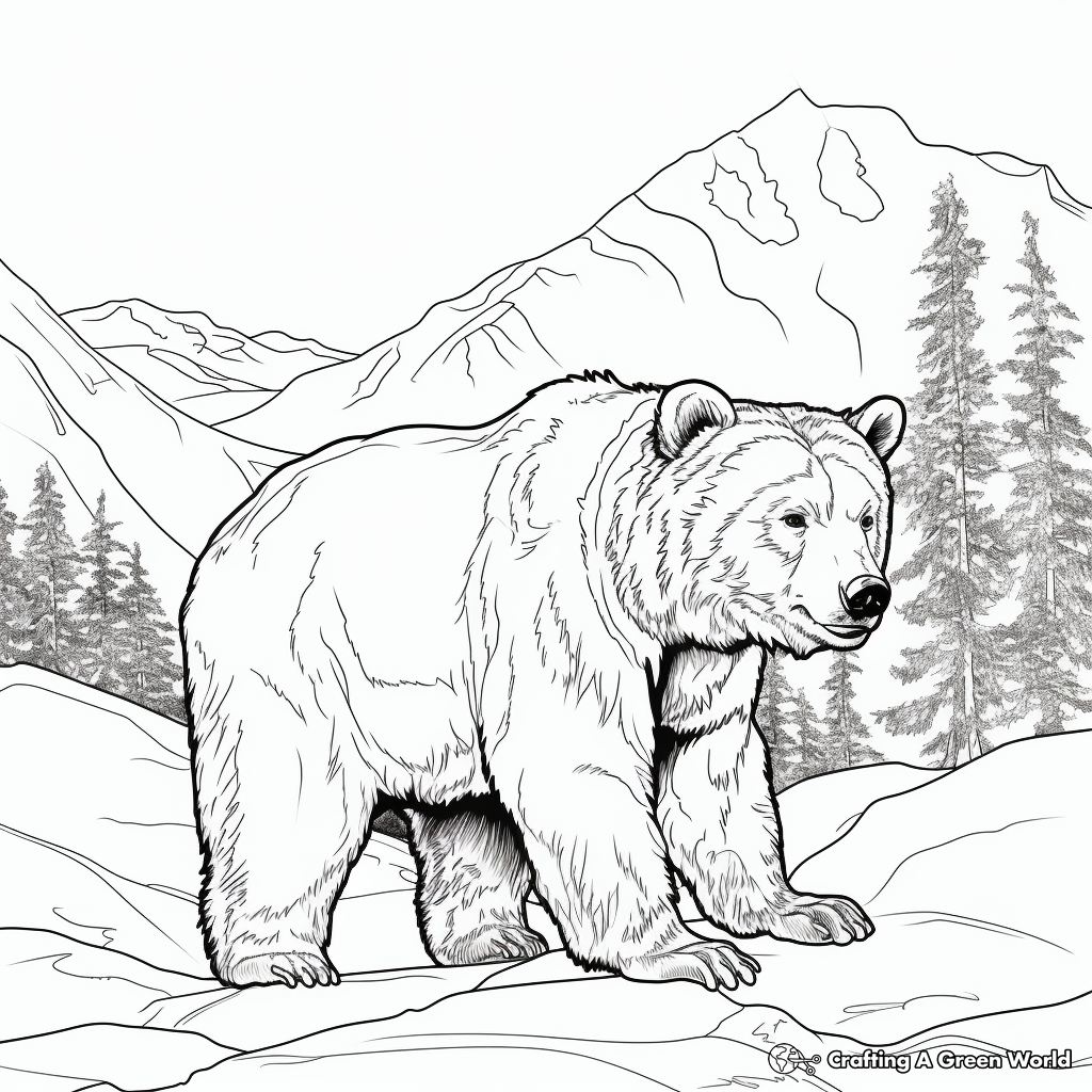 The Roaming Giant: Black Bear in Mountain Coloring Pages 2