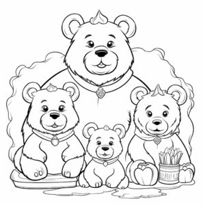 The Three Bears from Goldilocks: Story-Based Coloring Pages 1