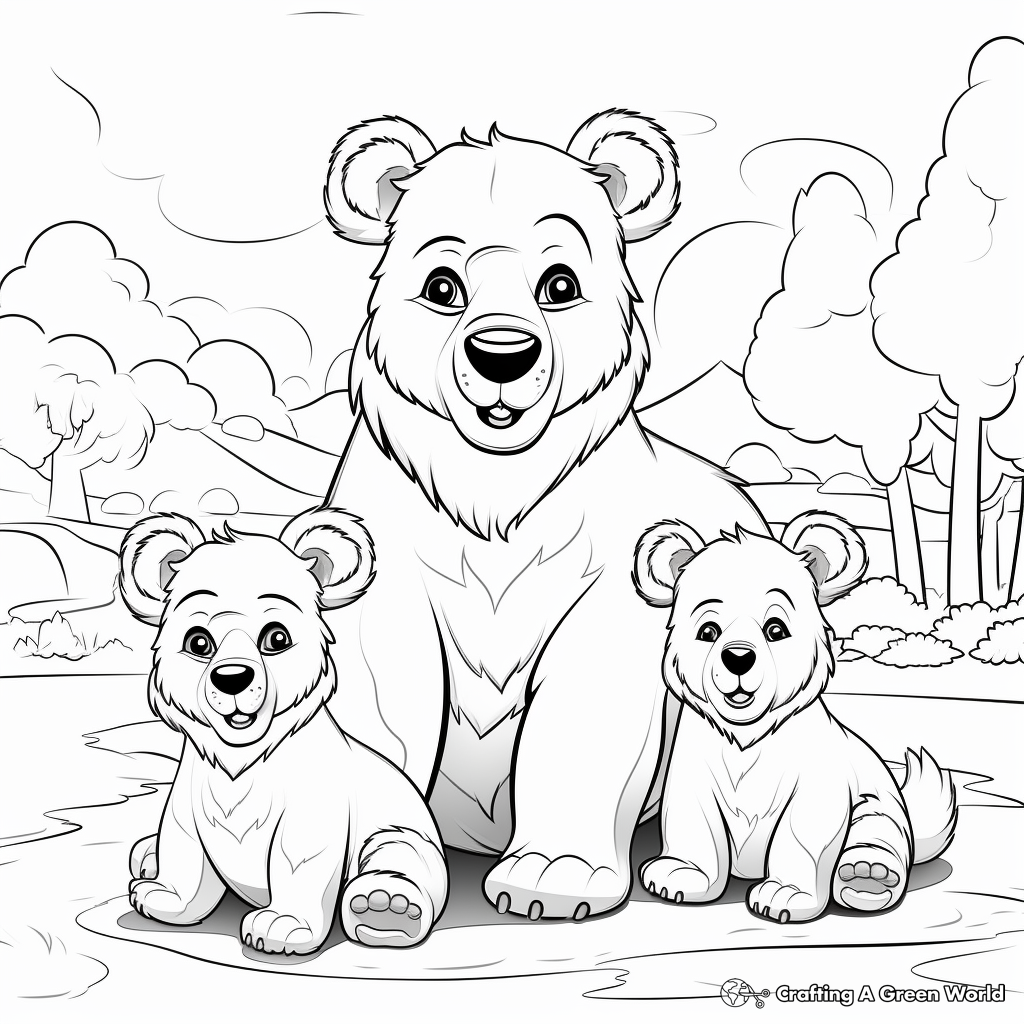 The Three Bears from Goldilocks: Story-Based Coloring Pages 2