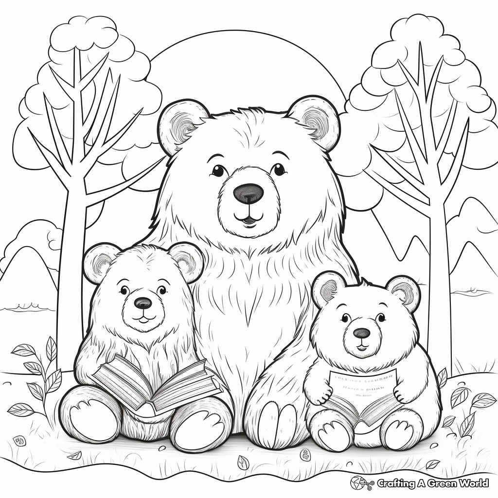 The Three Bears from Goldilocks: Story-Based Coloring Pages 4