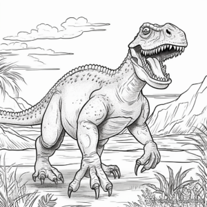 The World of Dinosaurs: Giganotosaurus Landscape Coloring Pages 1