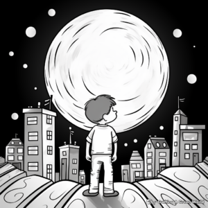 Themed Full Moon Over the City Coloring Pages 4
