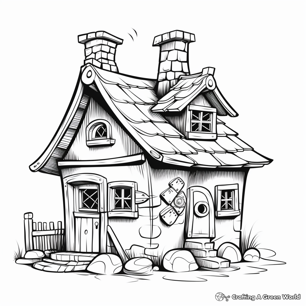 Themed Stone Gnome House Coloring Pages 1