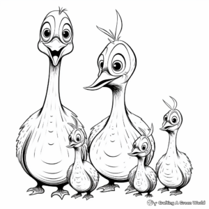 Therizinosaurus Family: Parent and Babies Coloring Pages 2