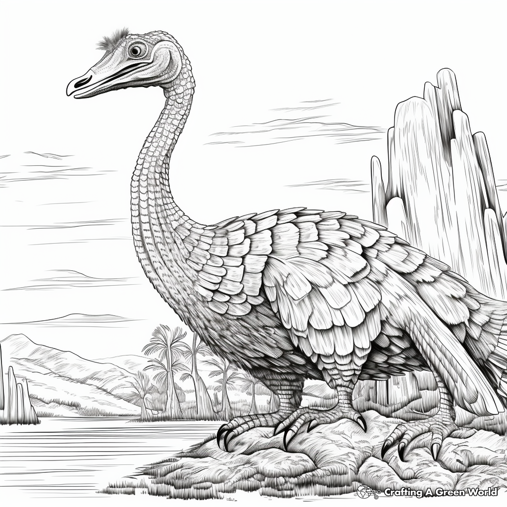 Therizinosaurus in Habitation Coloring Pages 4