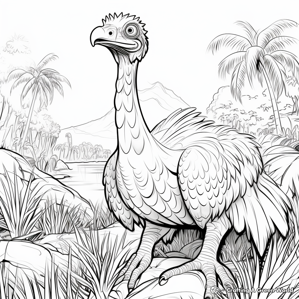 Therizinosaurus In The Jungle Coloring Pages 1