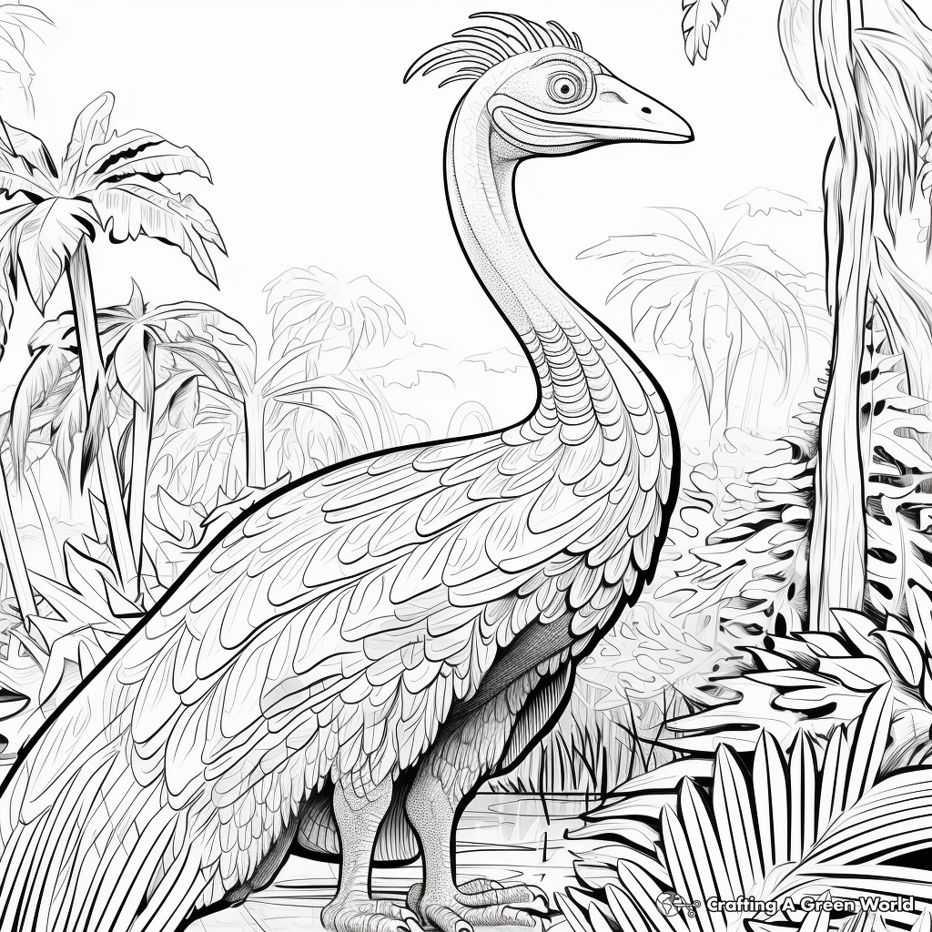 Therizinosaurus In The Jungle Coloring Pages 2