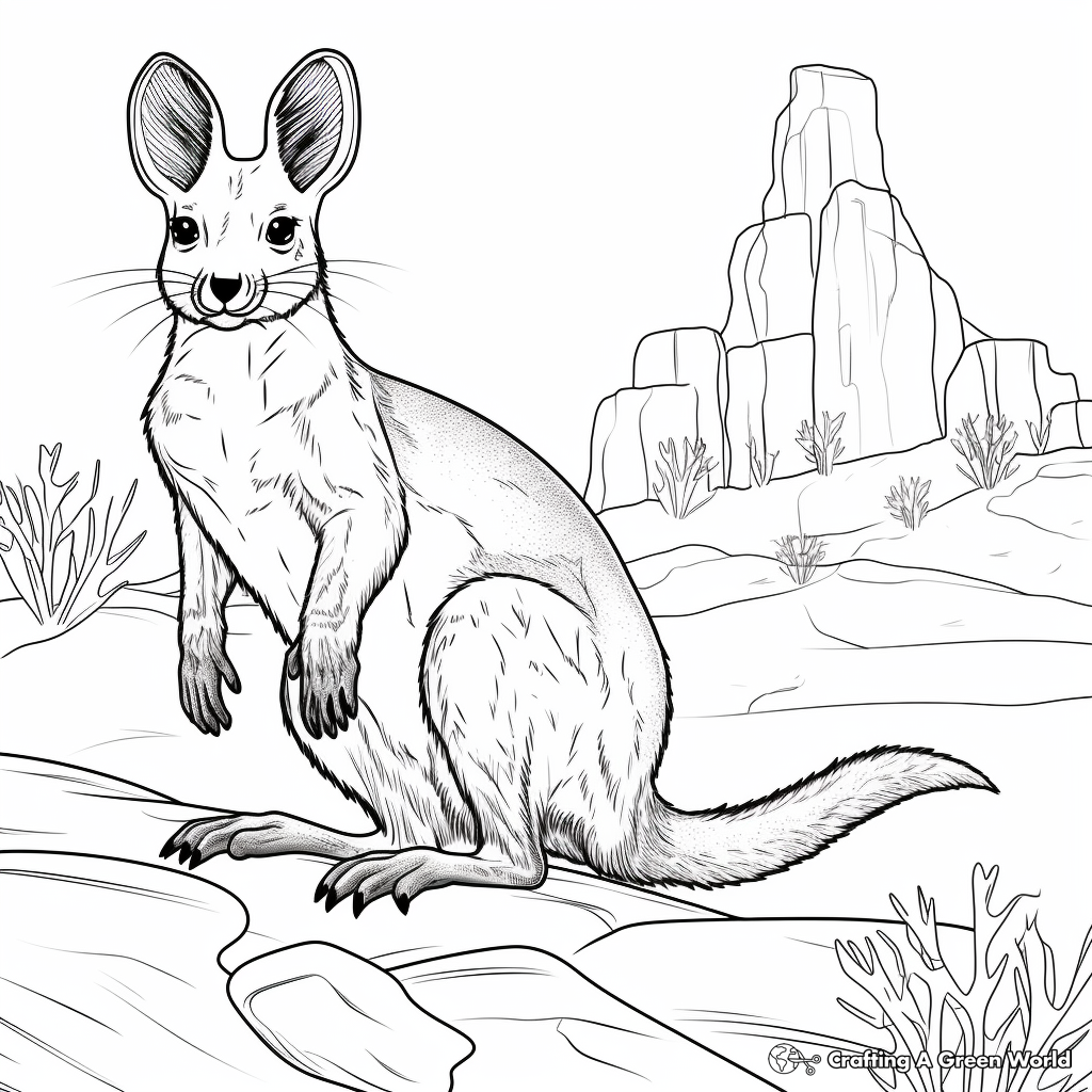 Threatened Brush-Tailed Rock Wallaby Coloring Pages 2