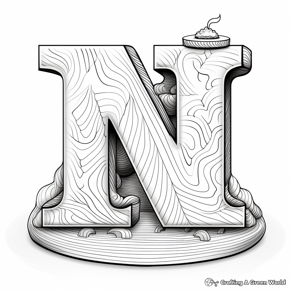 Three-Dimensional Letter N Coloring Pages 3