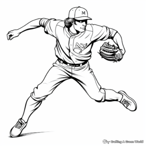 Thrilling Baseball Pitcher in Action Coloring Pages 1