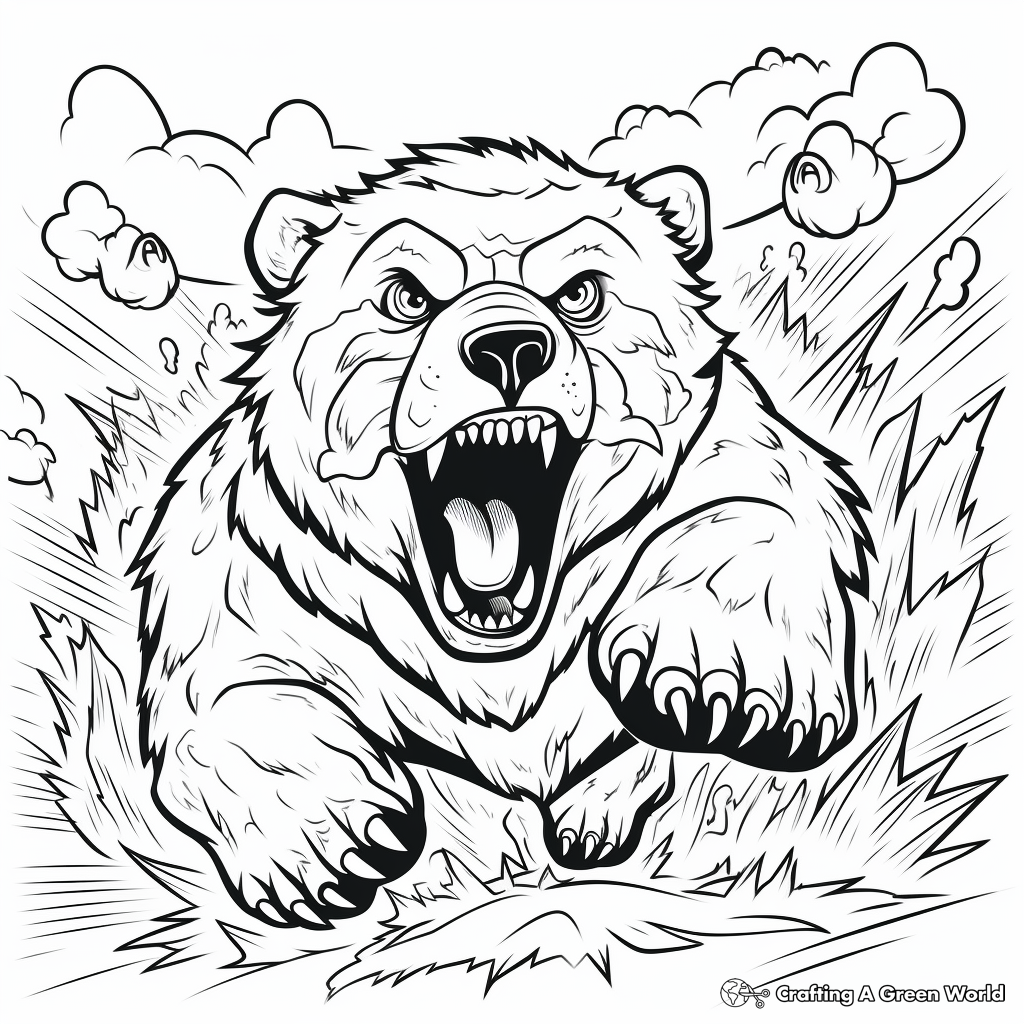 Thrilling Bear Chase Coloring Pages 1