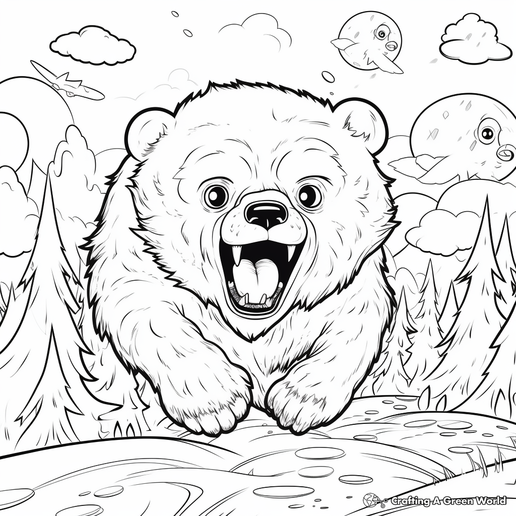 Thrilling Bear Chase Coloring Pages 2