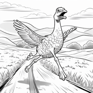Thrilling Ostrich Chase Coloring Pages for Kids 2
