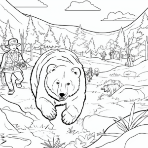 Thrilling Polar Bear Hunt Coloring Pages 1