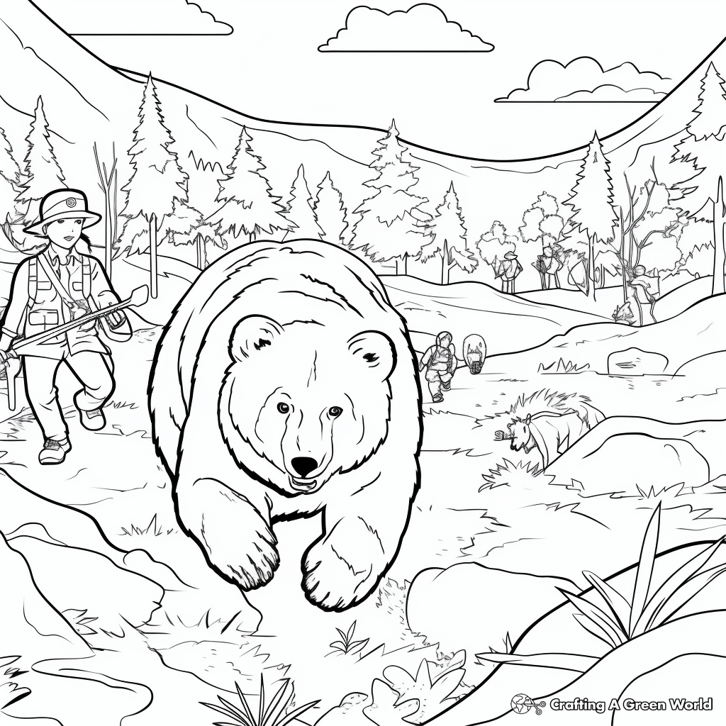 Thrilling Polar Bear Hunt Coloring Pages 1