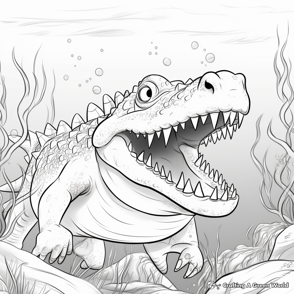 Thrilling Saltwater Crocodile Coloring Pages 1