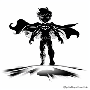 Thrilling Superhero Shadow Coloring Sheets 1