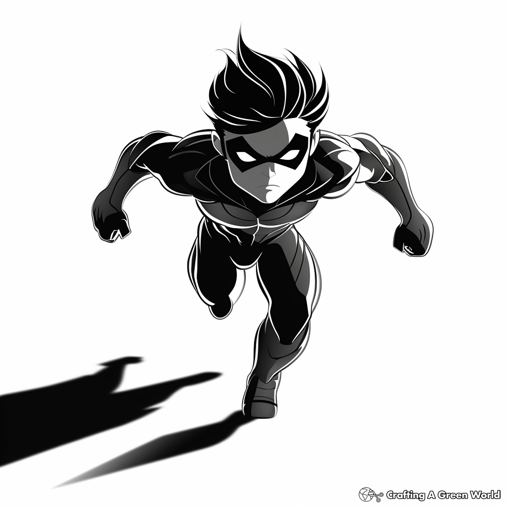 Thrilling Superhero Shadow Coloring Sheets 4
