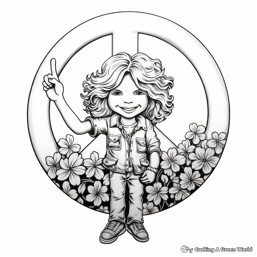 Tie Dye Peace Sign Coloring Pages 2