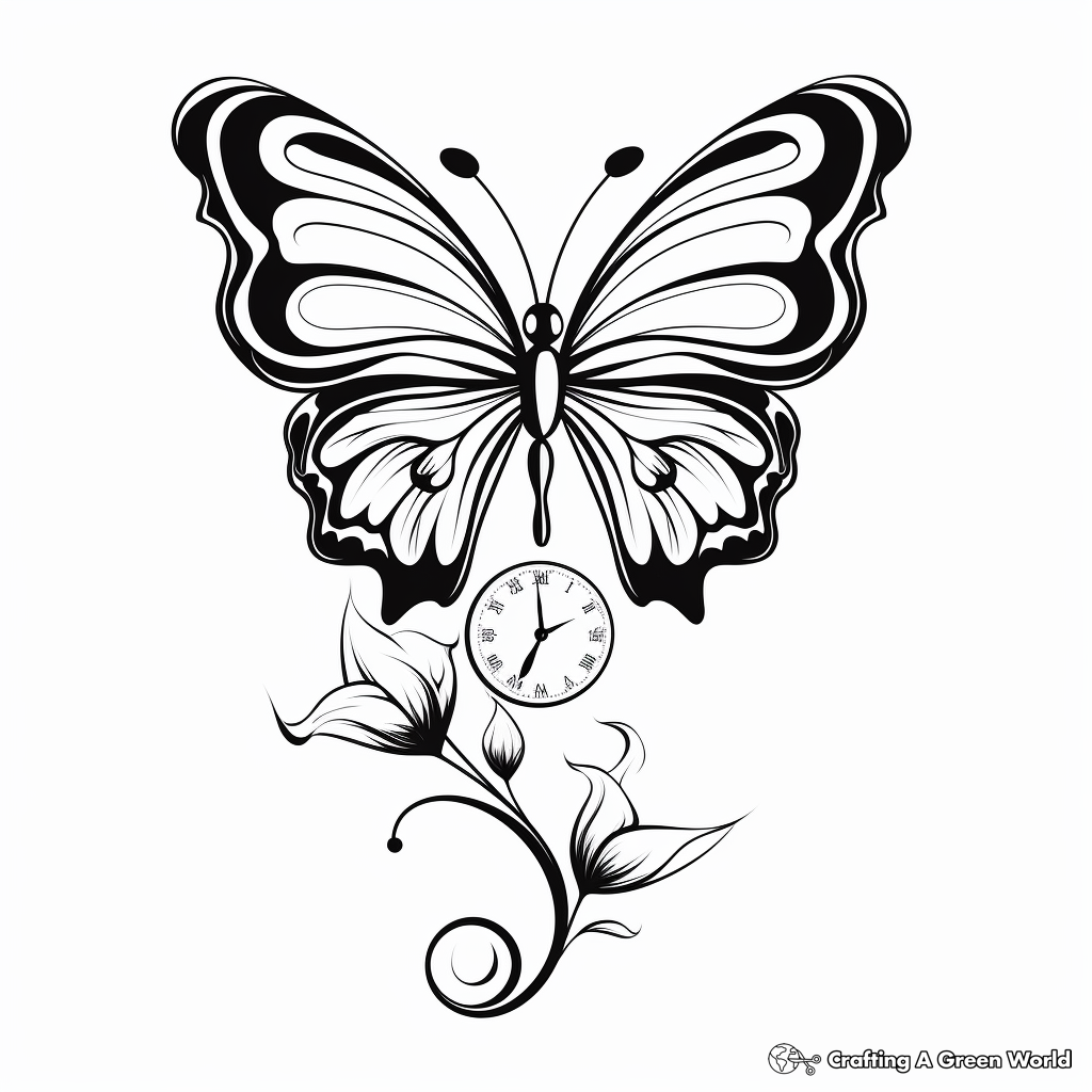 Timeless Half Butterfly, Half Periwinkle Coloring Pages 1