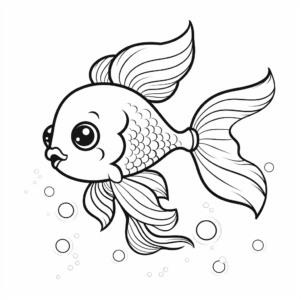 Tiny Goldfish Coloring Pages 4