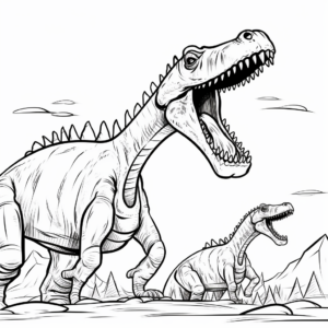Titanosaur Challenge: Argentinosaurus vs. Gigantosaurus Coloring Pages 1