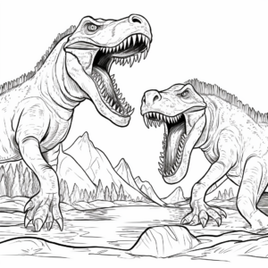 Titanosaur Challenge: Argentinosaurus vs. Gigantosaurus Coloring Pages 3