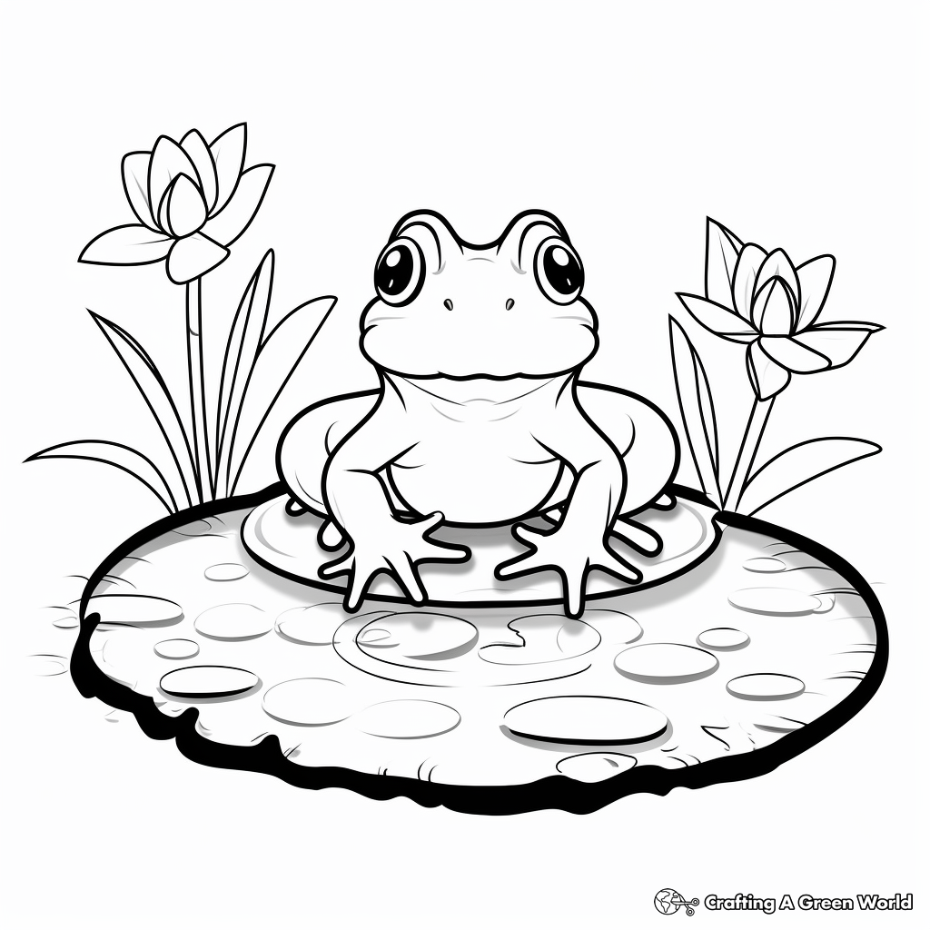 Toad and Lily Pad Simple Coloring Pages 3