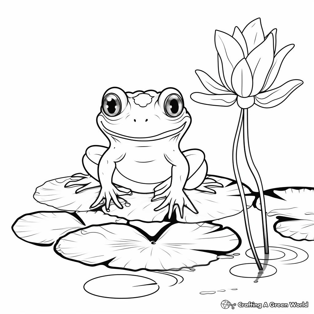 Toad and Lily Pad Simple Coloring Pages 4