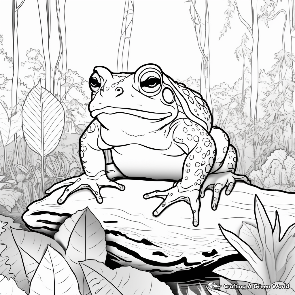 Toad in Rainforest Habitat Coloring Pages 4