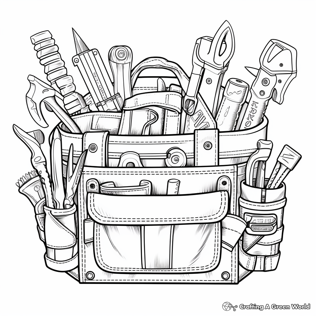 Tool Belt and Tools Coloring Pages 1