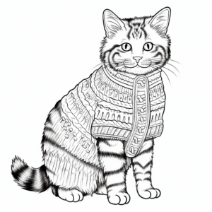 Tortoiseshell Tabby Cat Coloring Pages with Intricate Pattern 4