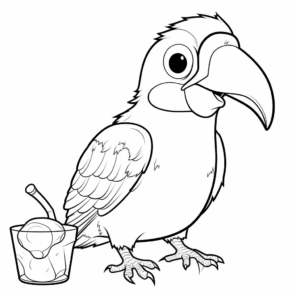 Toucan Enjoying A Boba Drink Coloring Pages 4