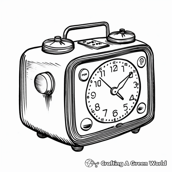 Traditional Analog Alarm Clock Coloring Pages 1