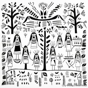 Traditional Folklore Amate Bark Painting Coloring Pages 2