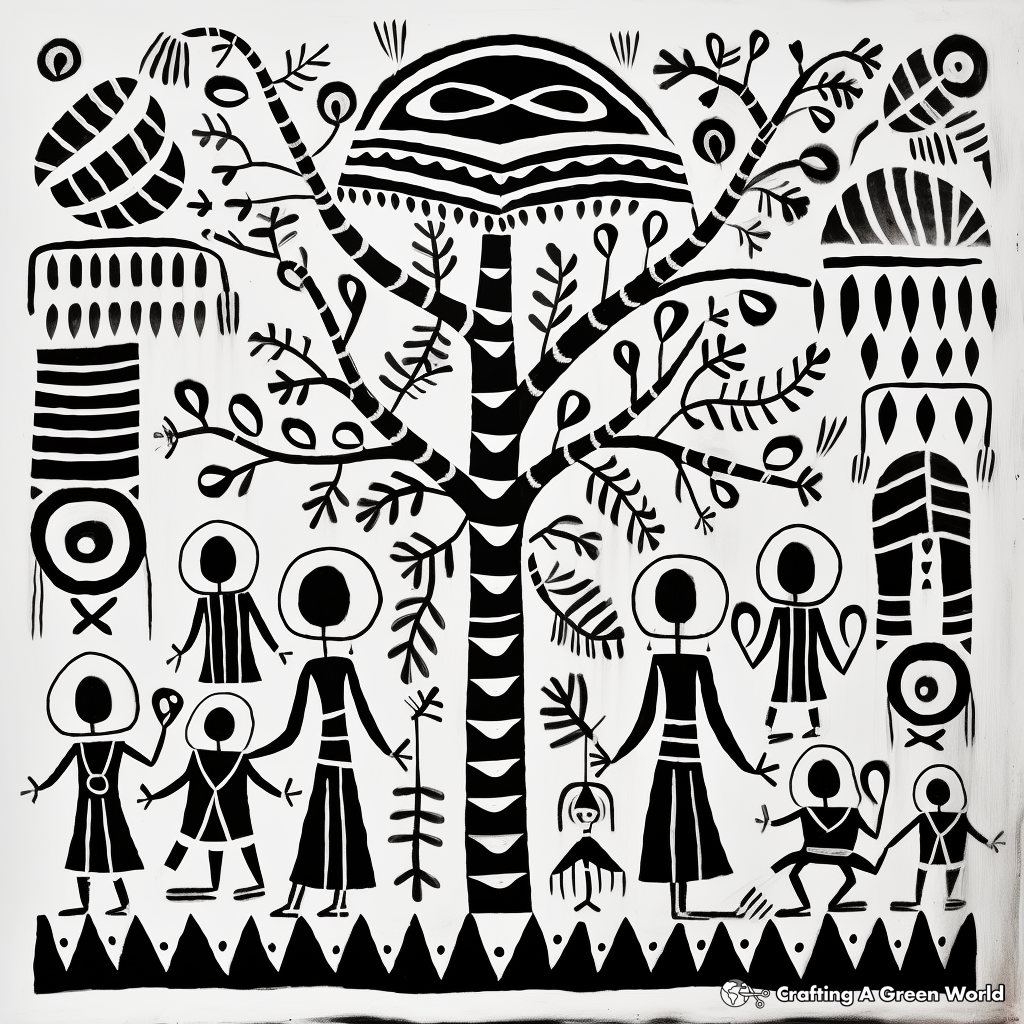 Traditional Folklore Amate Bark Painting Coloring Pages 4