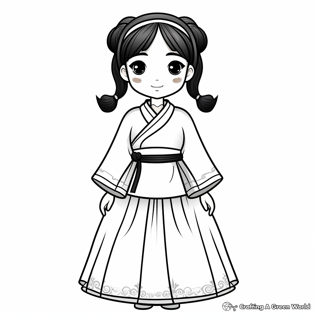 Traditional Hanbok Korean Dress Coloring Pages 3