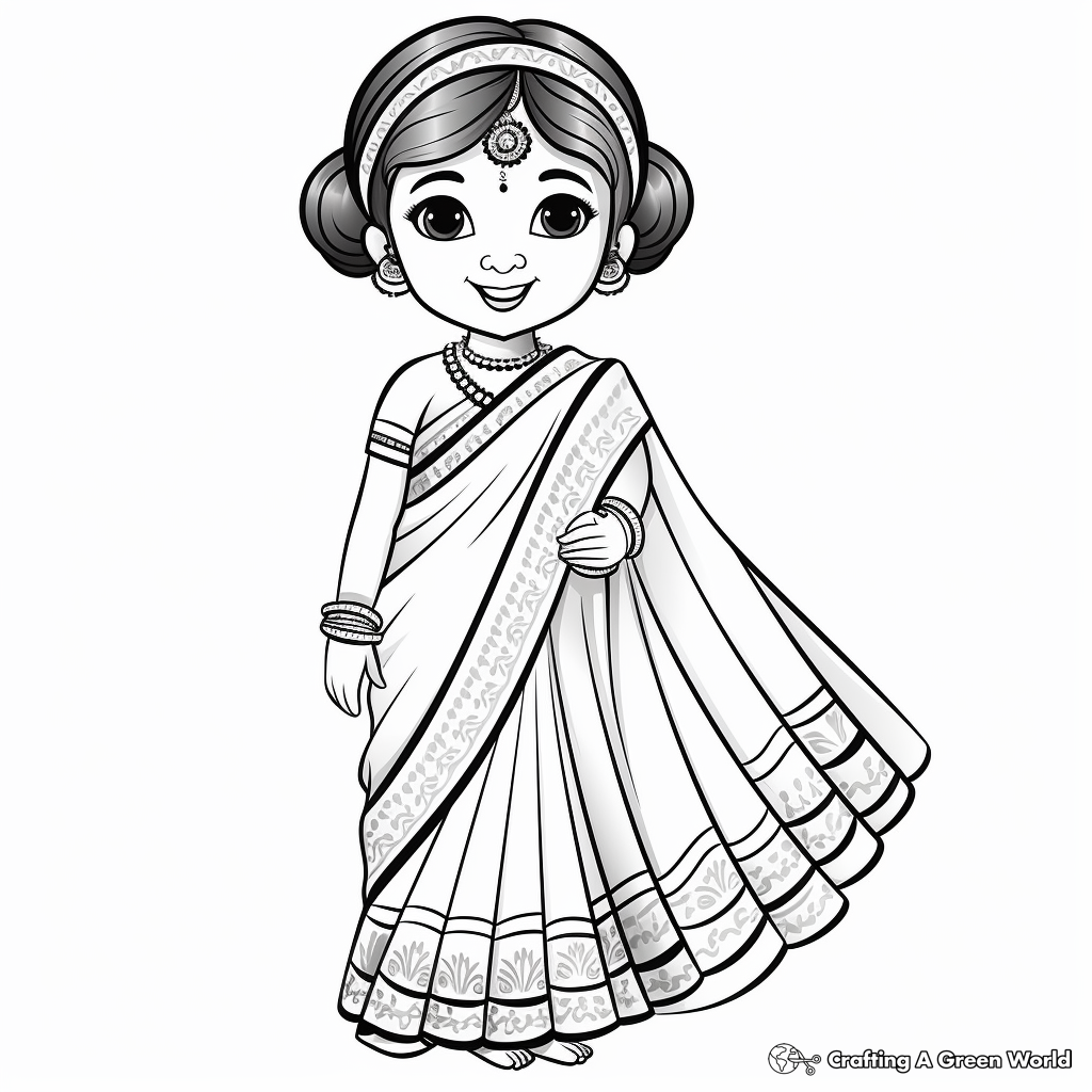 Traditional Indian Saree Coloring Pages 1